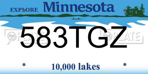 583TGZ Minnesota License Plate