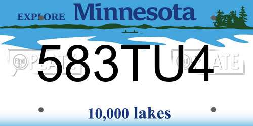 583TU4 Minnesota License Plate