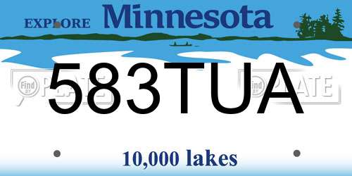 583TUA Minnesota License Plate
