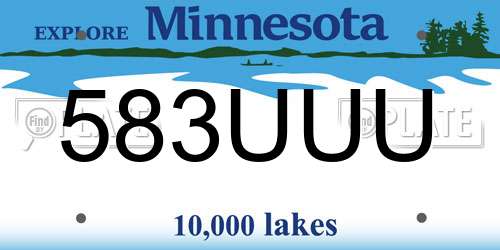 583UUU Minnesota License Plate
