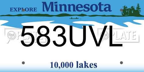 583UVL Minnesota License Plate