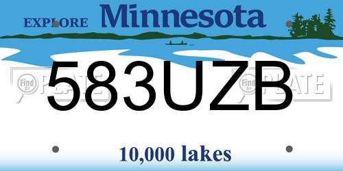 583UZB Minnesota License Plate