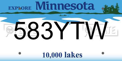 583YTW Minnesota License Plate