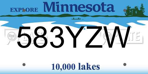 583YZW Minnesota License Plate