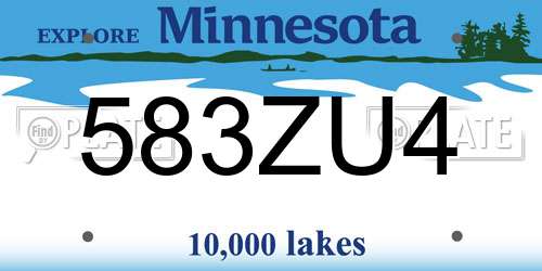 583ZU4 Minnesota License Plate