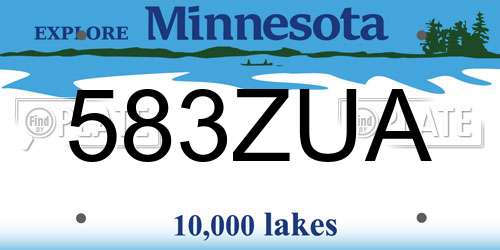 583ZUA Minnesota License Plate