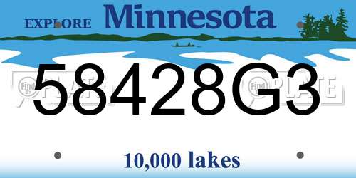 58428G3 Minnesota License Plate