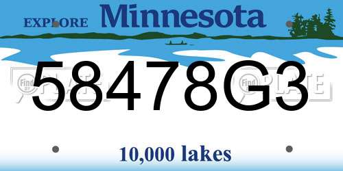 58478G3 Minnesota License Plate
