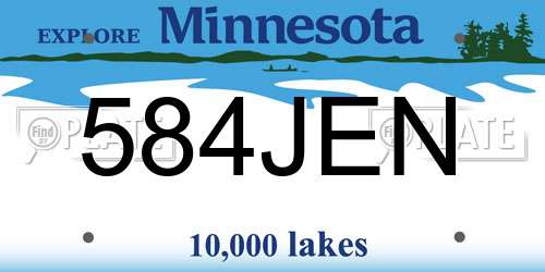 584JEN Minnesota License Plate