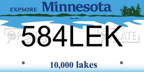 584LEK Minnesota License Plate