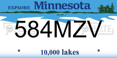 584MZV Minnesota License Plate