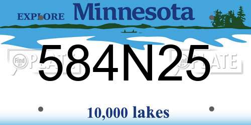 584N25 Minnesota License Plate