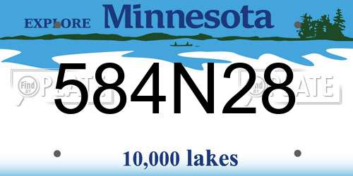584N28 Minnesota License Plate