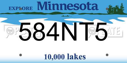584NT5 Minnesota License Plate