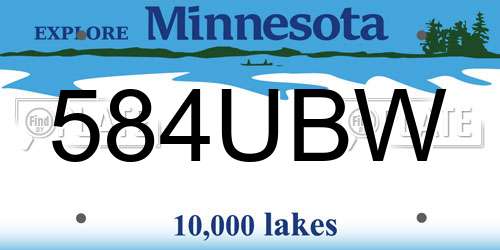 584UBW Minnesota License Plate