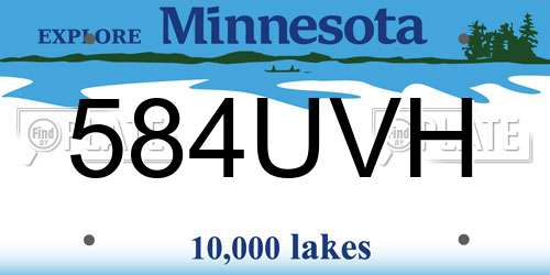 584UVH Minnesota License Plate