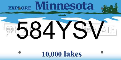 584YSV Minnesota License Plate