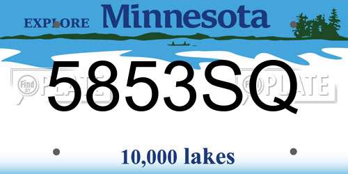 5853SQ Minnesota License Plate