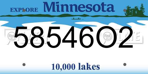 58546O2 Minnesota License Plate
