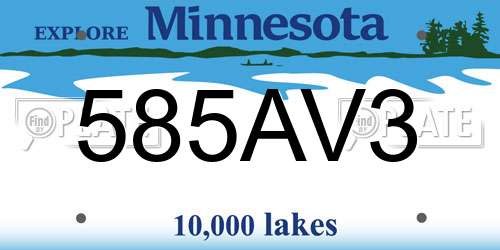 585AV3 Minnesota License Plate