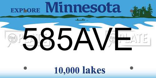 585AVE Minnesota License Plate