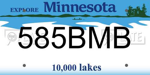 585BMB Minnesota License Plate