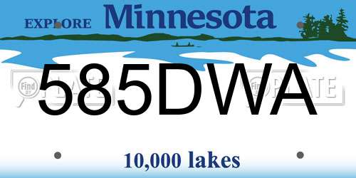 585DWA Minnesota License Plate