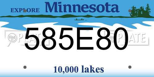 585E80 Minnesota License Plate