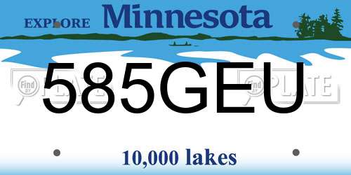 585GEU Minnesota License Plate