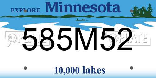 585M52 Minnesota License Plate