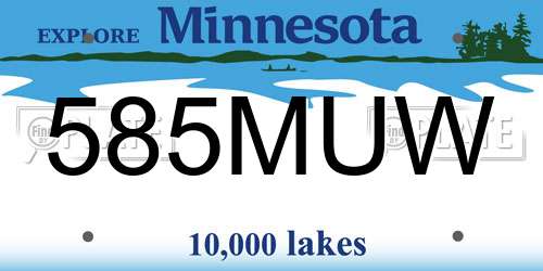 585MUW Minnesota License Plate