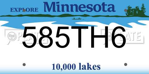 585TH6 Minnesota License Plate