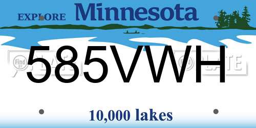 585VWH Minnesota License Plate