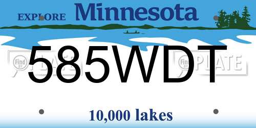 585WDT Minnesota License Plate