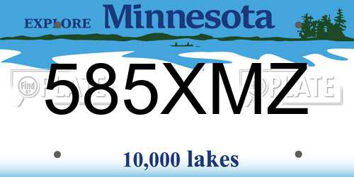 585XMZ Minnesota License Plate