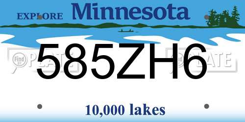 585ZH6 Minnesota License Plate