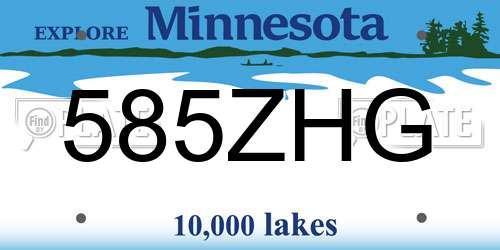 585ZHG Minnesota License Plate
