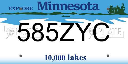 585ZYC Minnesota License Plate