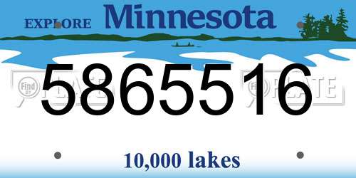 5865516 Minnesota License Plate