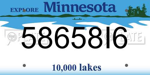 58658I6 Minnesota License Plate