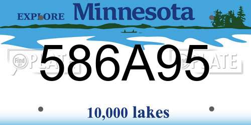 586A95 Minnesota License Plate
