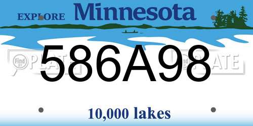 586A98 Minnesota License Plate