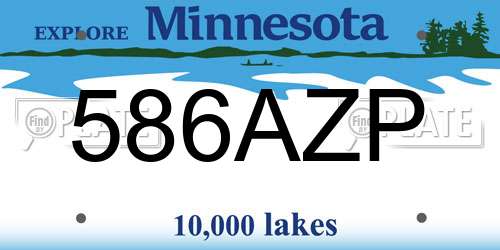 586AZP Minnesota License Plate