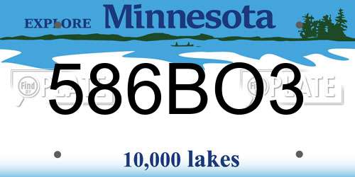 586BO3 Minnesota License Plate