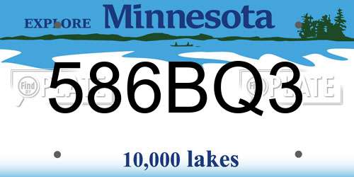 586BQ3 Minnesota License Plate