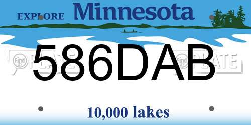 586DAB Minnesota License Plate