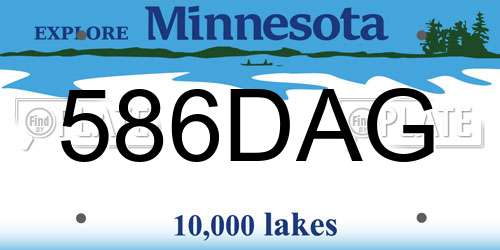 586DAG Minnesota License Plate