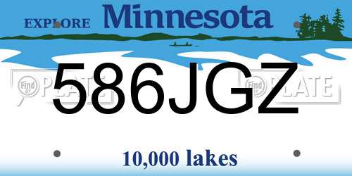 586JGZ Minnesota License Plate