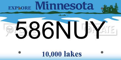 586NUY Minnesota License Plate