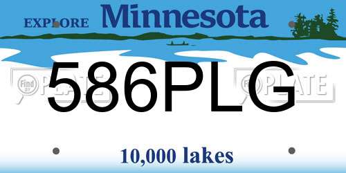 586PLG Minnesota License Plate